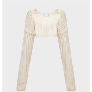 Simonett Cream Ribbed Cropped Shrug